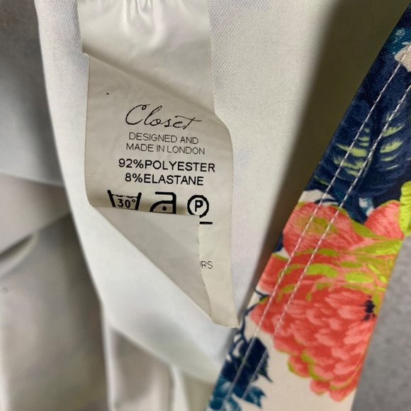 Closet London Women's Multicolor Floral V-back Pleated Summer Dress Size 12 8882 - Picture 5 of 9